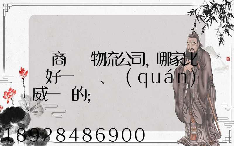 電商倉儲物流公司,哪家比較好一點、權(quán)威一點的